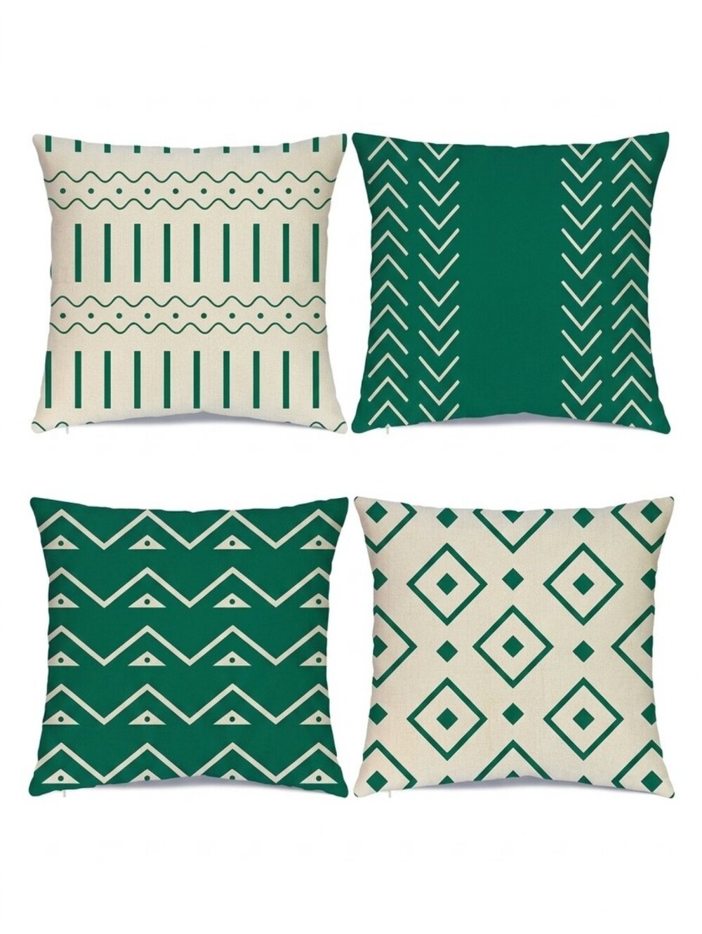 Boho Pillow Covers Set of Four Jade Green 18 X 18